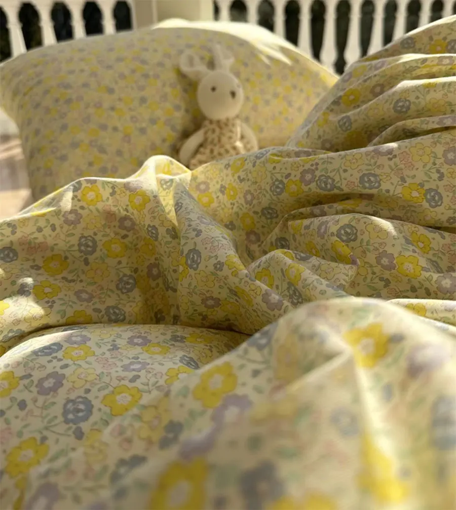 

European pastoral floral bedding set,twin full queen king fashion yellow cotton home textile bed sheet pillow case quilt cover