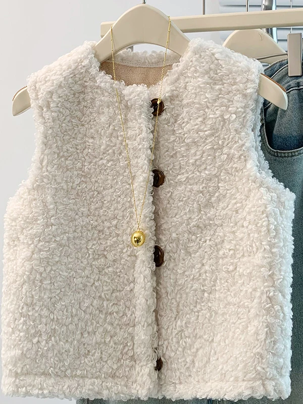 

Women's Large Size Lamb Fur Vest Warm Outerwear Cardigan Sle Faionable Retro Commute Sle Autumn Winter Seasonal Clothing