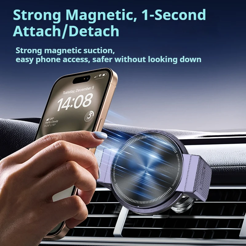 New Magnetic Clamp Dual‑Use Car Phone Holder，Anti‑oxidation process, universal compatible base, compatible with multiple devices