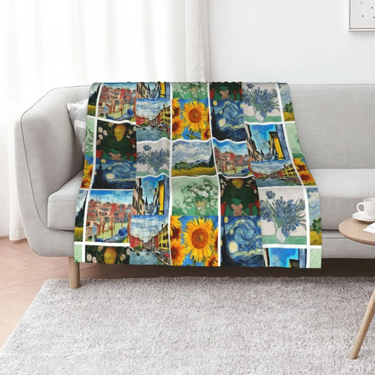 

van gogh artwork collage Throw Blanket Moving Large Retros Decorative Sofa Blankets