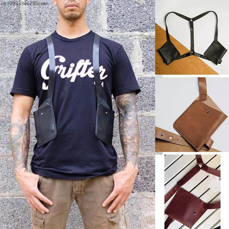 

Steampunk Gothic Hidden Underarm Strap Wallet Pocket Adjustable Shoulder Phone Holster Bag Medieval Viking Double Harness Pouch