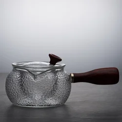 Japanese Hammer Pattern Glass Teapot Side Handle Heat resistant Clear Tea Infuser with Lid Boiling Puer Tea Kettle Coffee Pot