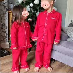 Boutique kids cotton red ruffle pyjamas baby boy and girl family matching Christmas pajamas sets