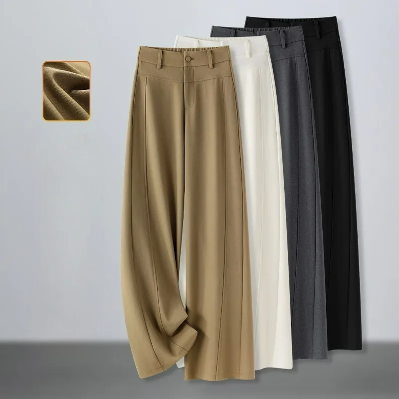 Acetate Tencel Wide-leg Women's Spring Narrow Straight-leg Suit Pants Drape High-waisted Loose Casual Pants Simple Fashionable