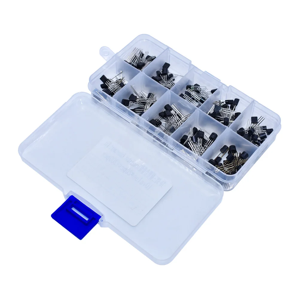 LIZAO TO-92 Transistor Assortment Kit 200pcs 10Values BC337 BC327 2N2222 2N3904 S8050 Triode Box