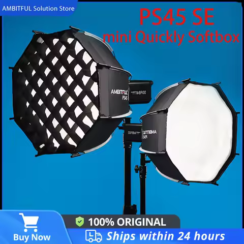 AMBITFUL PS45 SE 45cm mini Quickly Release Bowens Mount Octagon Softbox + Honeycomb Grid Outdoor SoftBox for SL60II LED Flash
