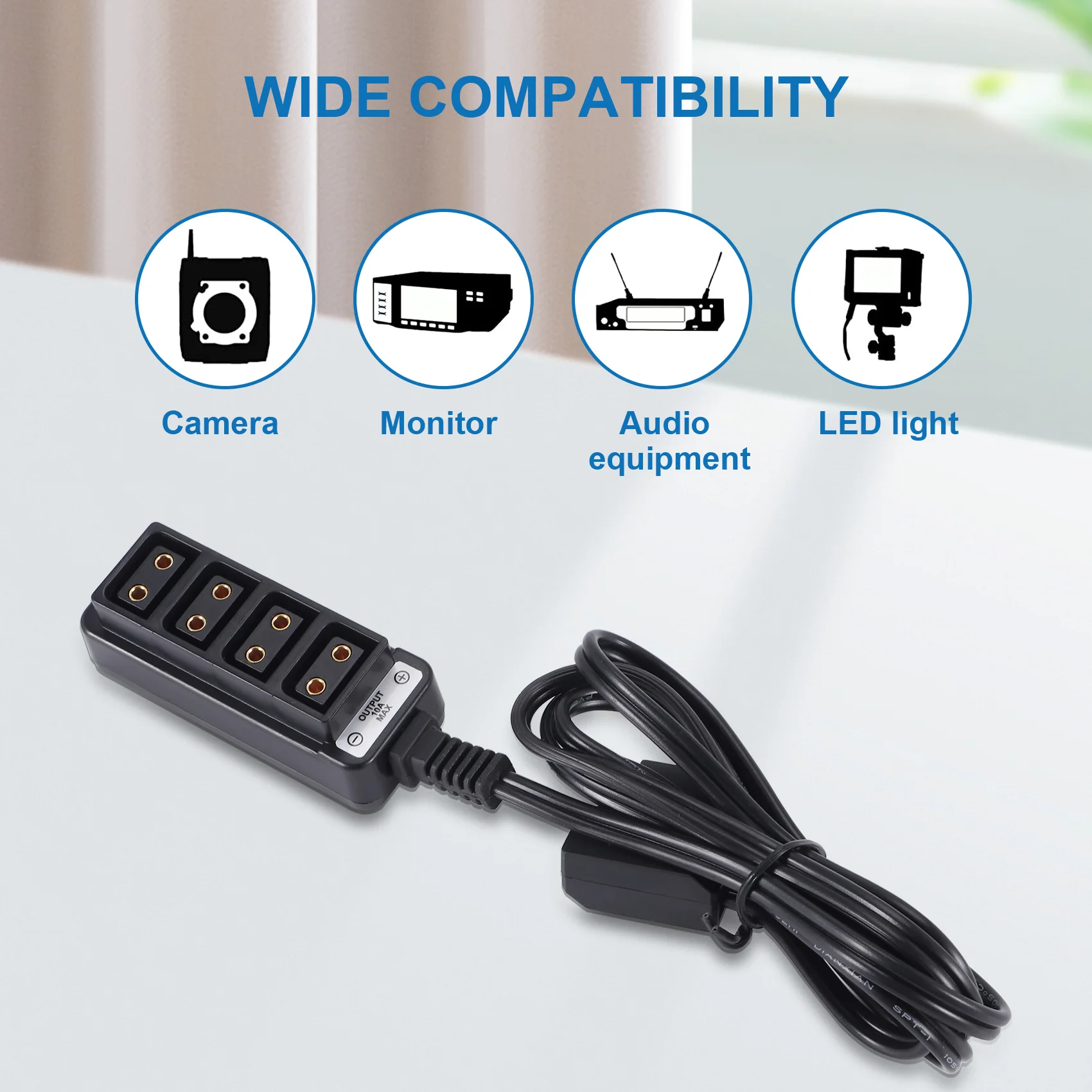 Broadcast camera V-port battery buckle one-point power cable D-TAP B plug one-point four-port four-port female connector