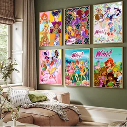 Girl-W-Winx Catoon Clubs Whitepaper Poster Waterproof Paper Sticker Coffee House Bar Posters Wall Stickers