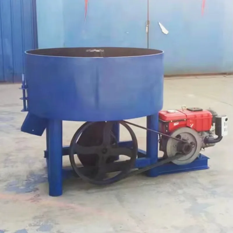 JD500 Construction Site Concrete Flat Mouth Mortar Mixer Brick Production Line Cement Pan Mixing Diesel Engine