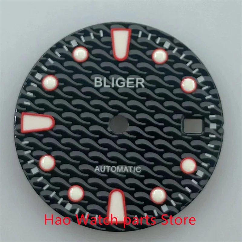 BLIGER 28.5mm black/ blue/green watch dial fit Miyota 8205 8215 821A ETA 2836/2824 Mingzhu DG2813/3804 movement