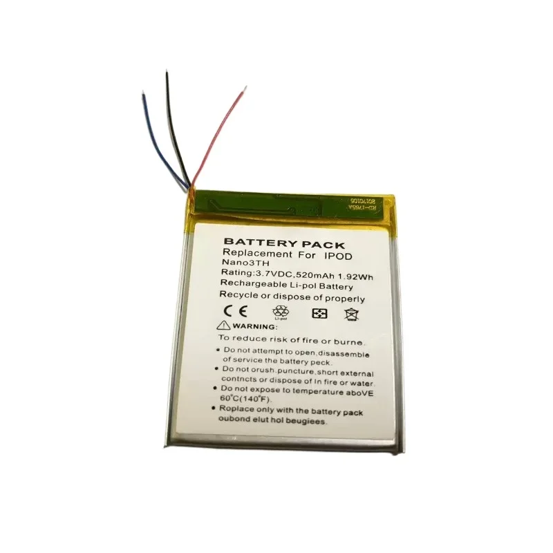 3.7V 520mAh Battery for Apple Ipod Nano 3 616-0337 3G 3rd 3Gen Generation 3TH MP3 A1236 Nano3 Battery +Tool