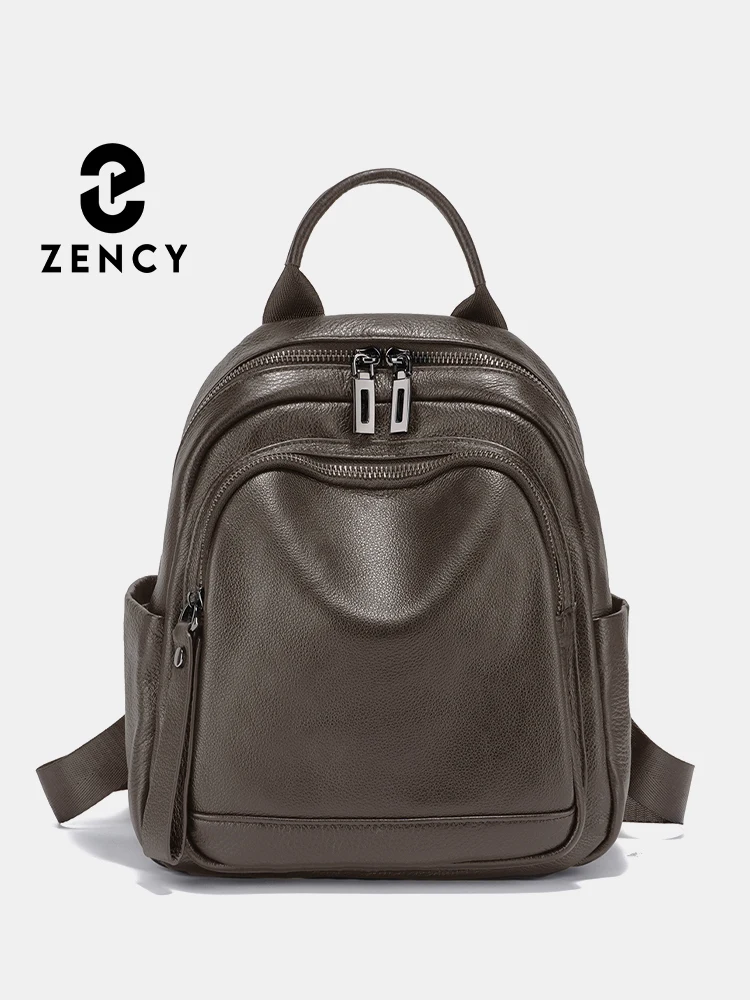 

Zency 100% Genuine Leather Stylish Backpack For Women Large Capacity Travel Rucksack Natural Knapsack For Lady Satchel SchoolBag