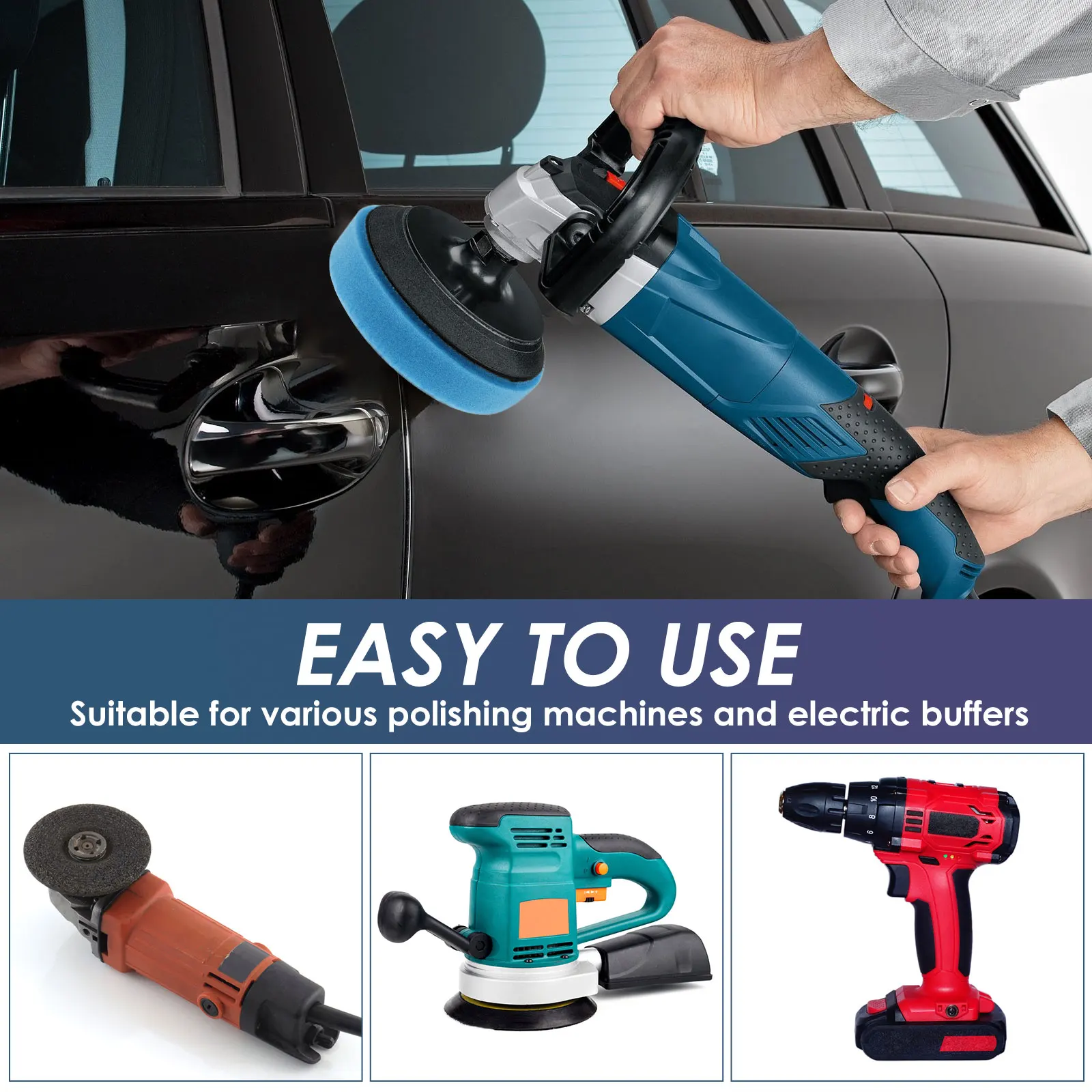 6Pcs Buffing Polishing Pad Set 5.5 Inch Reusable Round Sponge Buffing Pad Washable Imitation Wool Polishing Wheel for Waxing