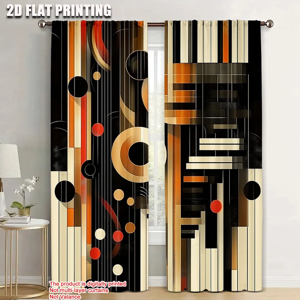 

2pc, Window Treatment Curtains geometric grid Versatile Durable Polyester,Without Electricity Birthday Party Perfect for