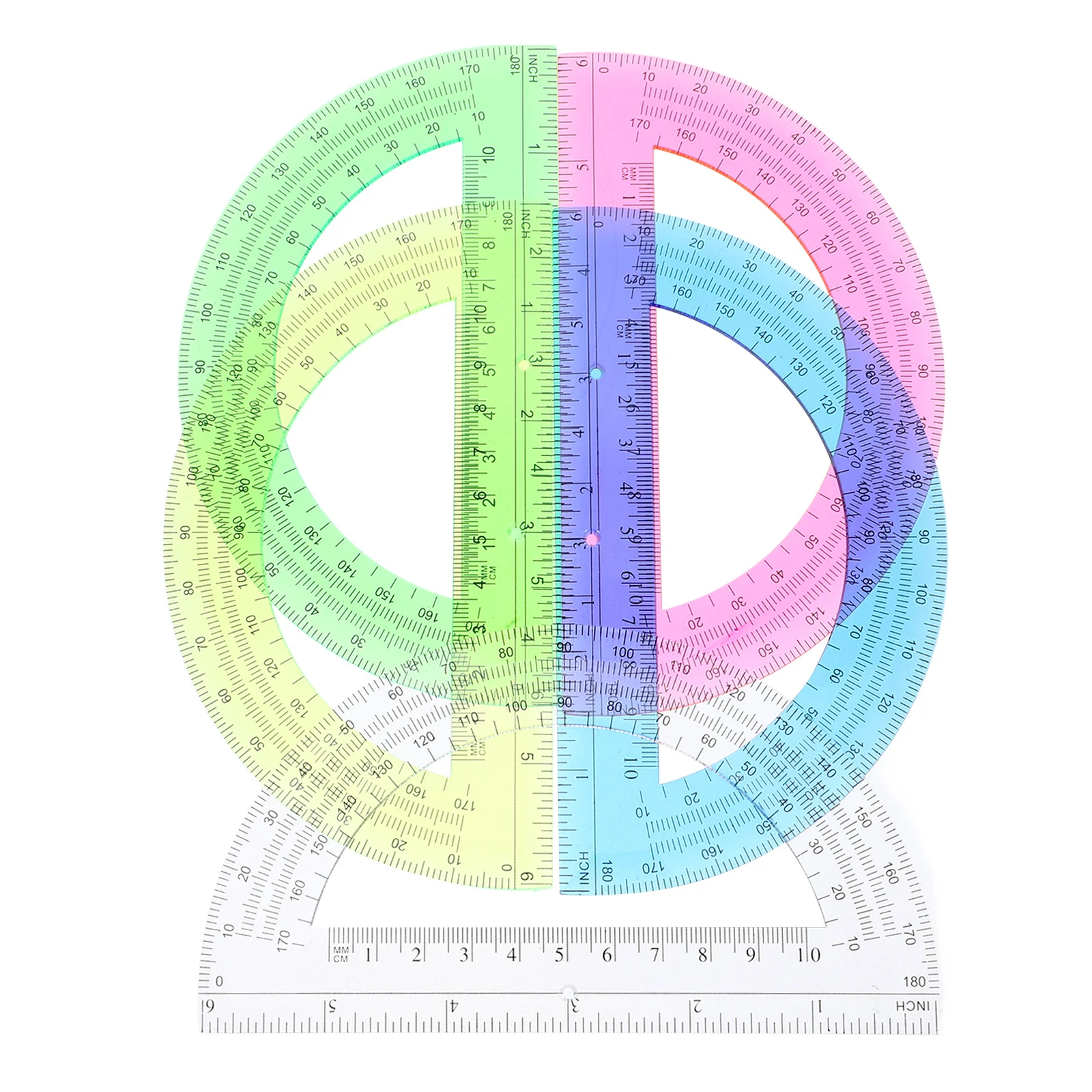 12Pcs Math Protractors Semicircular 180 Degree Plastic Clear Protractors for School Students Geometry Angle Tools