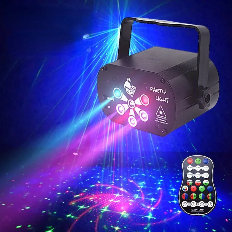 

New mini uv6 hole pattern laser light KTV bar voice controlled LED stage light colorful star sky projection light