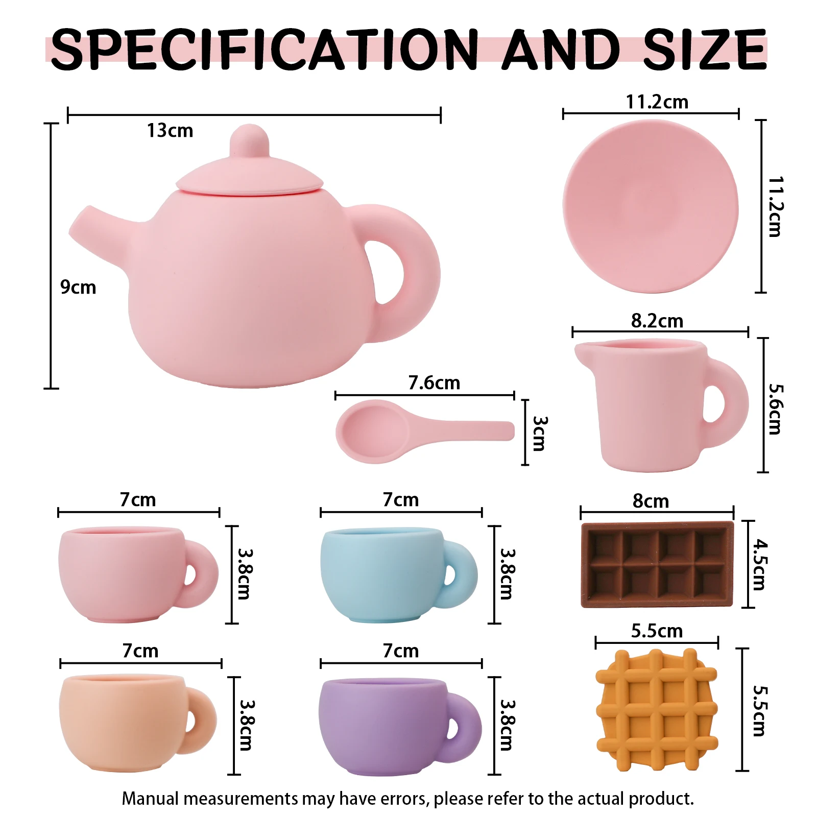 Set da Tè in Silicone per Bambini, Set per Feste del Tè per Bambine, Giocattoli da Cucina per Giochi di Ruolo, Regali di Compleanno per Bambine