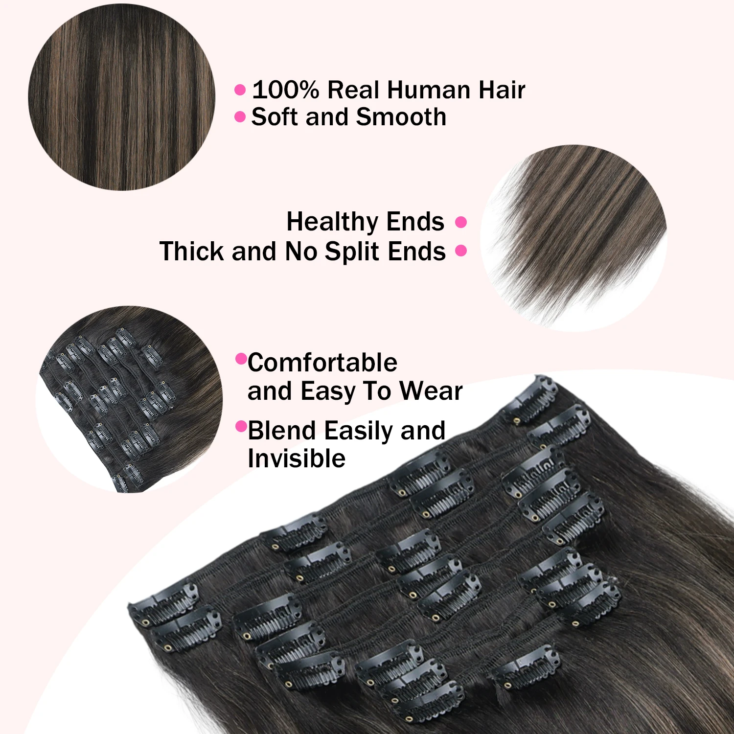 Extensiones de cabello con cli - Seamless Clip In Hair Extensions Human Hair reseña y precio