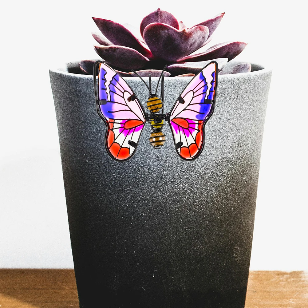 

2 pcs Butterfly Hanging Glass Flower Garden Ornament Potted Plant Wall Hanging Artistic Craftsmanship Outdoor Indoor Decor