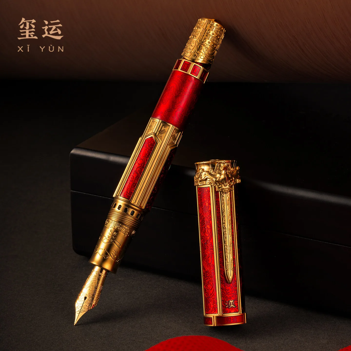 Image of Limitierter Hongdian D6 HanXi Yun Iraurita Federkolben-Füllfederhalter der Dynasty-Serie mit exquisiter Retro-Schreibfeder und graviertem Geschenk