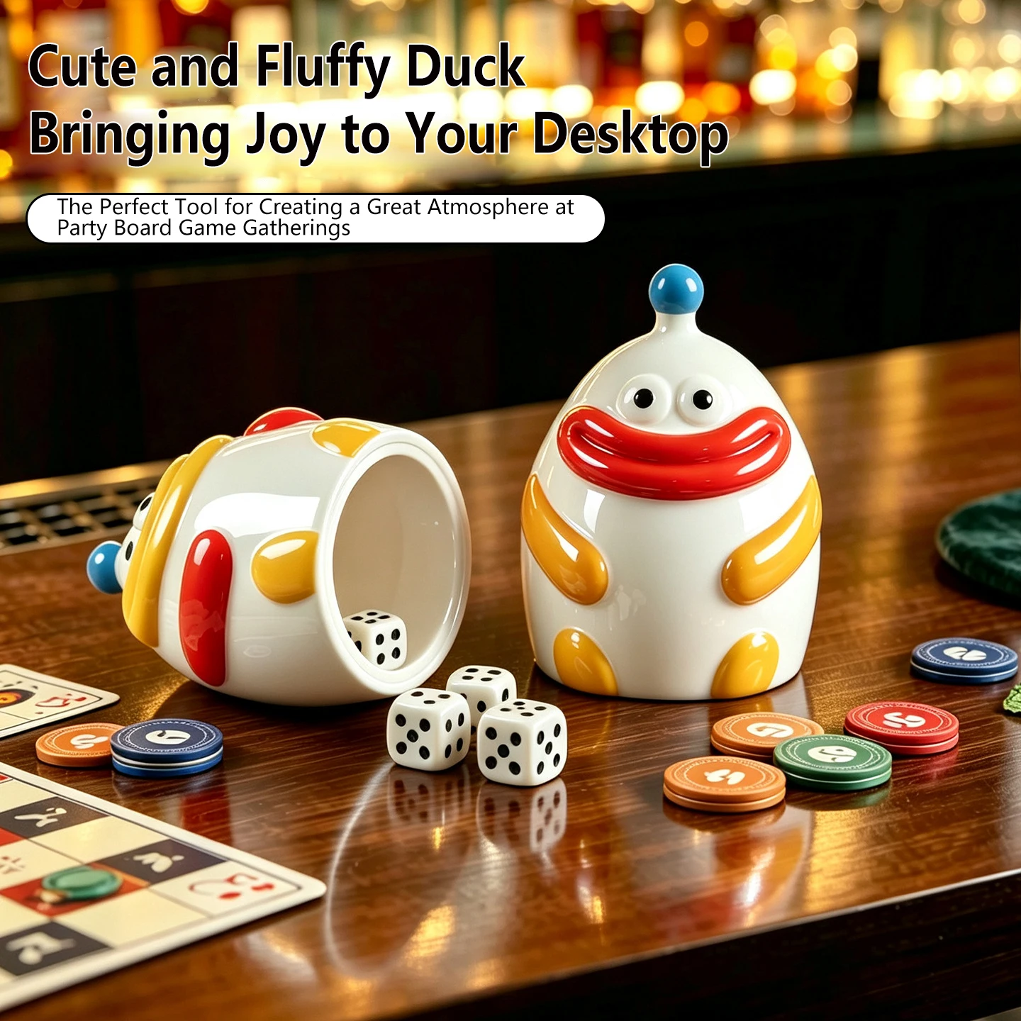 Cute Duckling Shaped Dice Shaker Cup Funny Clear Halloween Bar Drinking Game Cup Creative Party Game Ornament Table Decor Gift