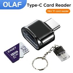Mini Type C Card Reader OTG Smart Memory TF Card Reading Writer Adapter For Phone Tablet PC Laptop USB C Cardreader with Keychin