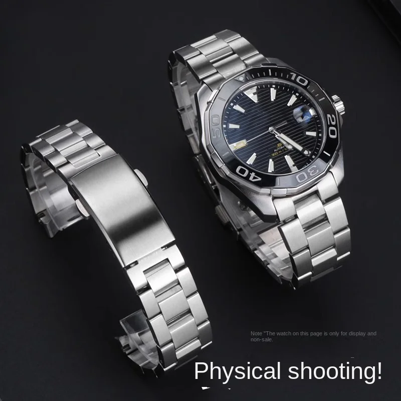 20.5mm 21.5mm Stainless steel watch strap For TAG Heuer Aquaracer 300 WAY201A WAY211A men's Curved end metal watch band Bracelet view 3