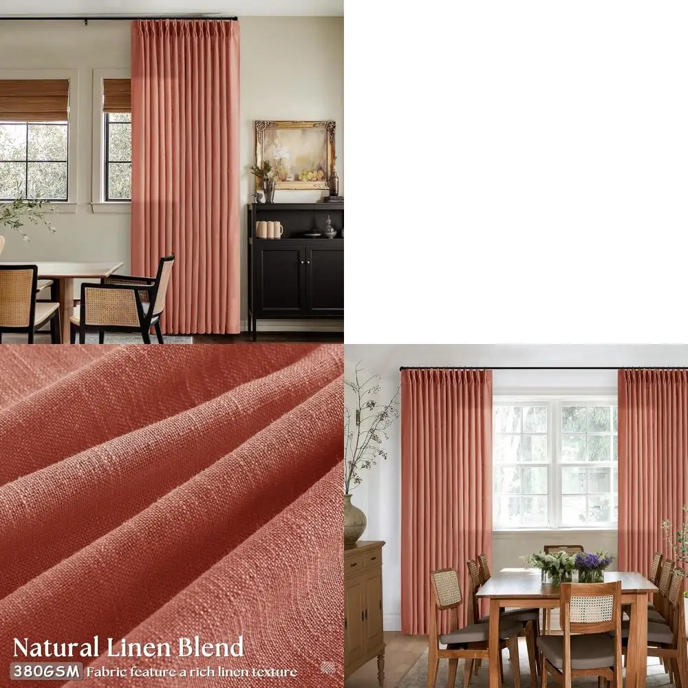 

Теракотовые льняные плиссированные шторы, длина 84, комплект из 2 панелей, светофильтр, стиль фермерского дома, осенний декор из красной глины