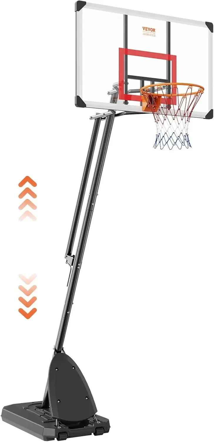 Basketball Hoop, 7.6-10 ft Adjustable Height Portable Backboard System, 50 inch Basketball Hoop & Goal