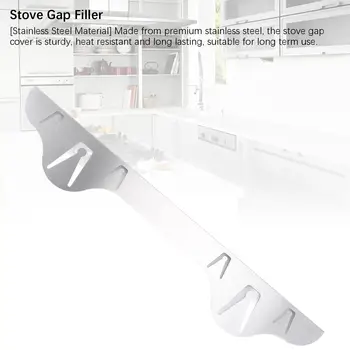 Kryt sporáku 59,5x10cm stříbrná nerezová ocel výplň mezery na sporáku pro kuchyňský sporák kryt mezery sporáku výplň mezery 8 nejlepší prodej kryt mezery sporáku - №8