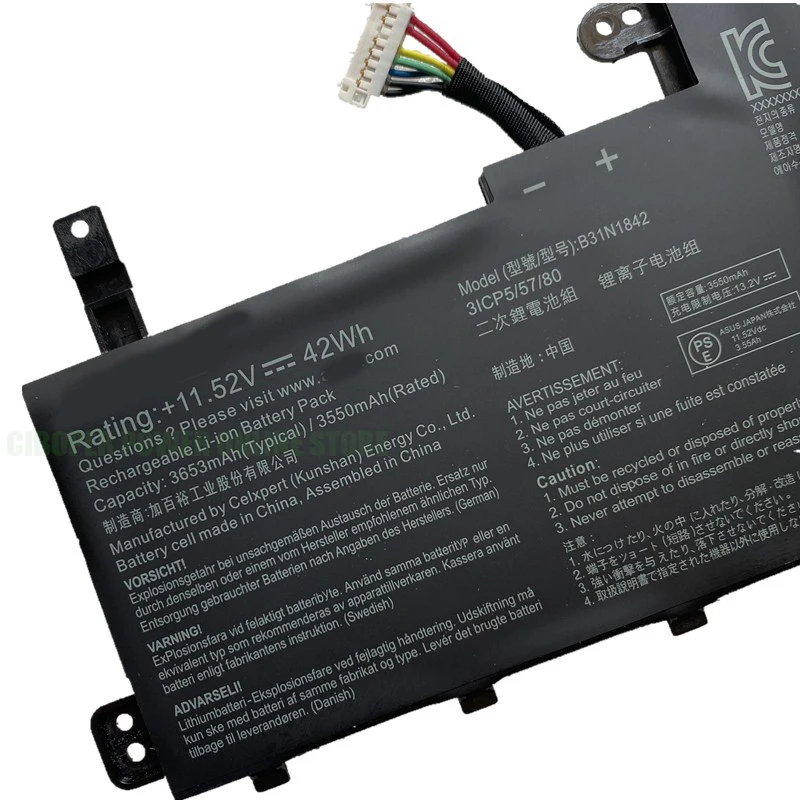 CP Original Laptop Battery B31N1842 11.52V/42Wh/3640mAh For VivoBook 15 F513 M513 K513 S513 X513 S15 S531F Series Notebook