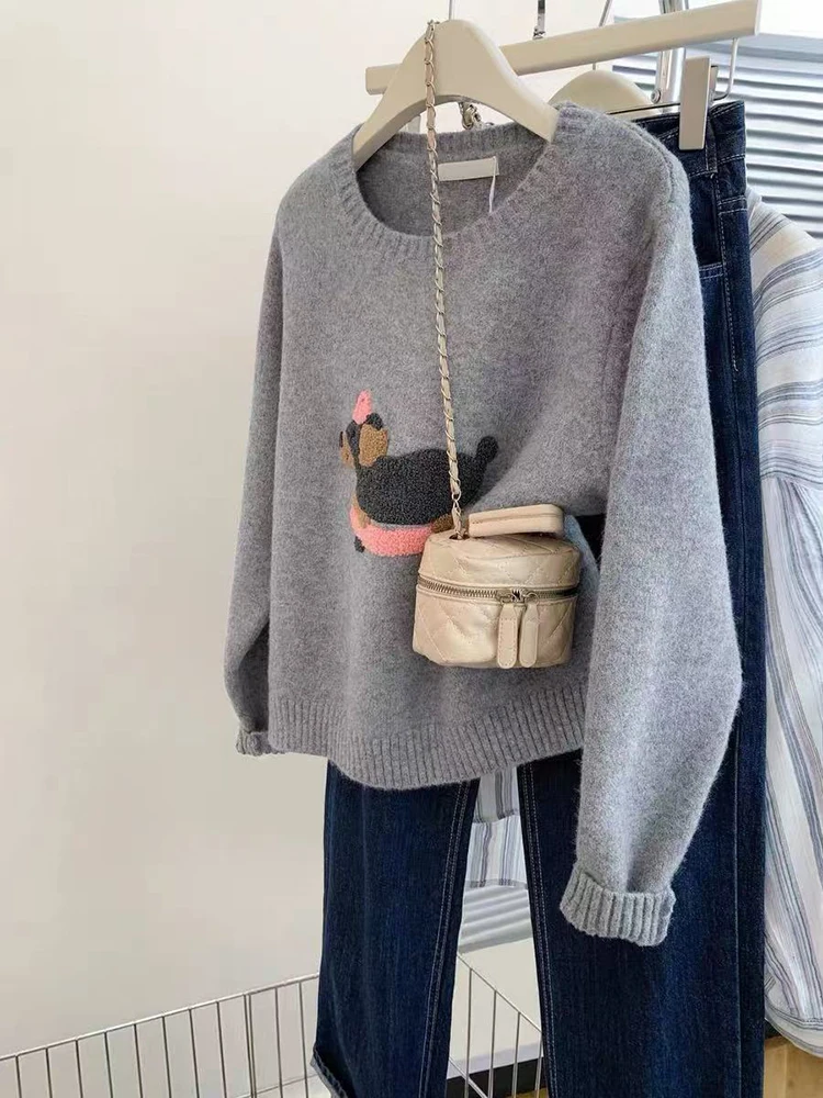 

Women Sweaters Loose Casual Round Neck Pullovers Sweater Lazy Style Long Sleeve Knitted Tops Autumn Winter 2025