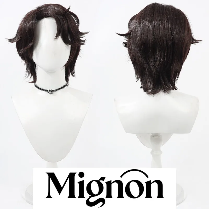 

Парик для косплея Identity V Puppeteer, темно-коричневые колючие короткие волосы, рваные корни, подарок на Хэллоуин