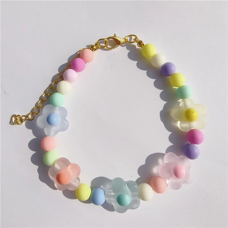 Macarons Color Cat Dog Necklace Cute Pearl Pet Birthday Collar with Pendant Adjustbale Kitten Puppy Pearl Grooming Pet Product