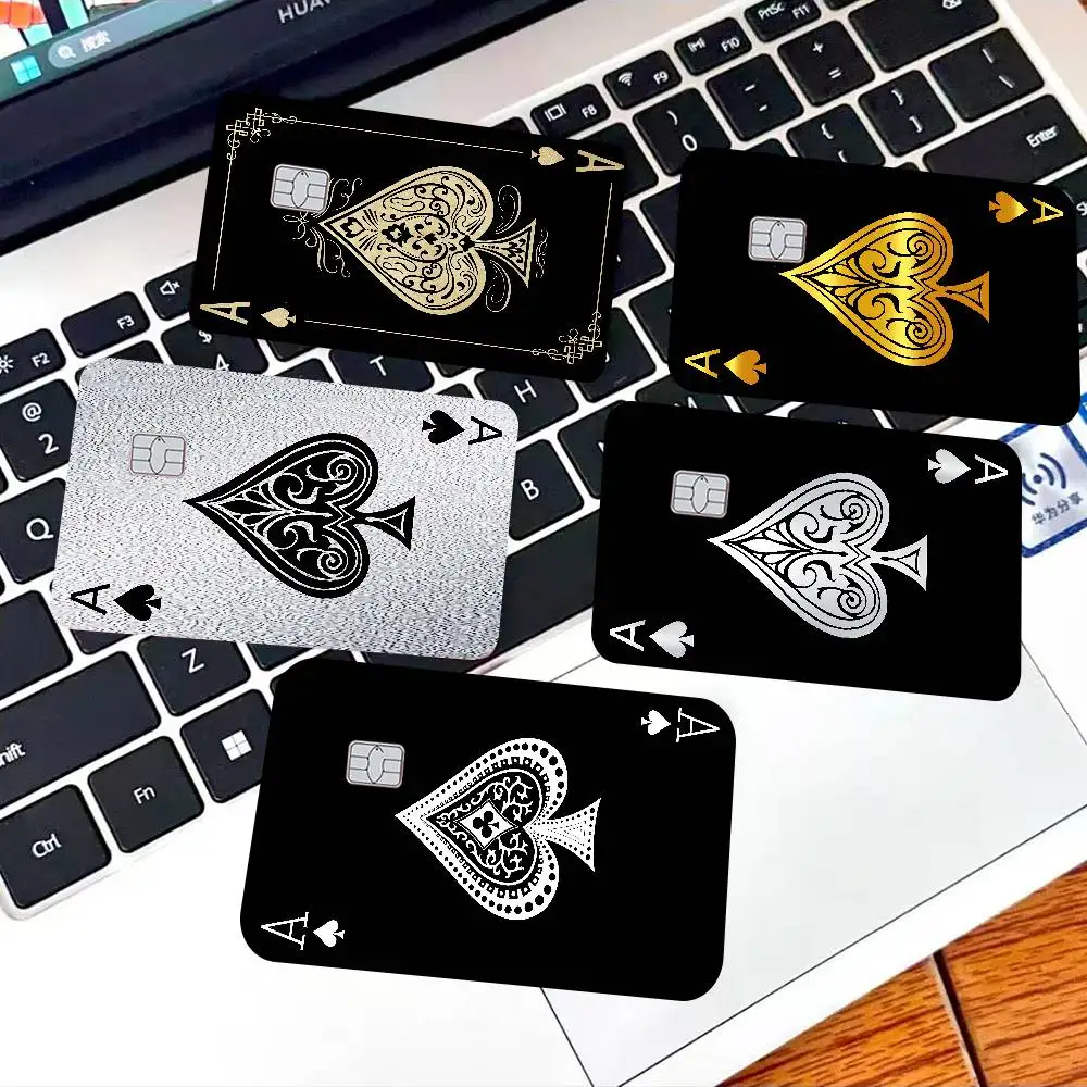 Ace Of Spades Matte Credit Card Skin Stickers No Adhesive Residue Water Proof For VISA Credit Card Subway Access Card
