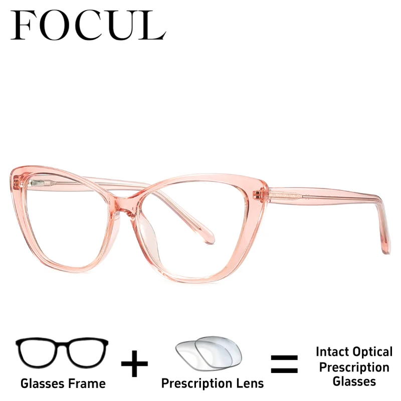

FOCUL Fashion Cat eye TR90 Women Glasses Progressive Photochromic Myopia Eyeglasses Customization Prescription Optical Eyewear