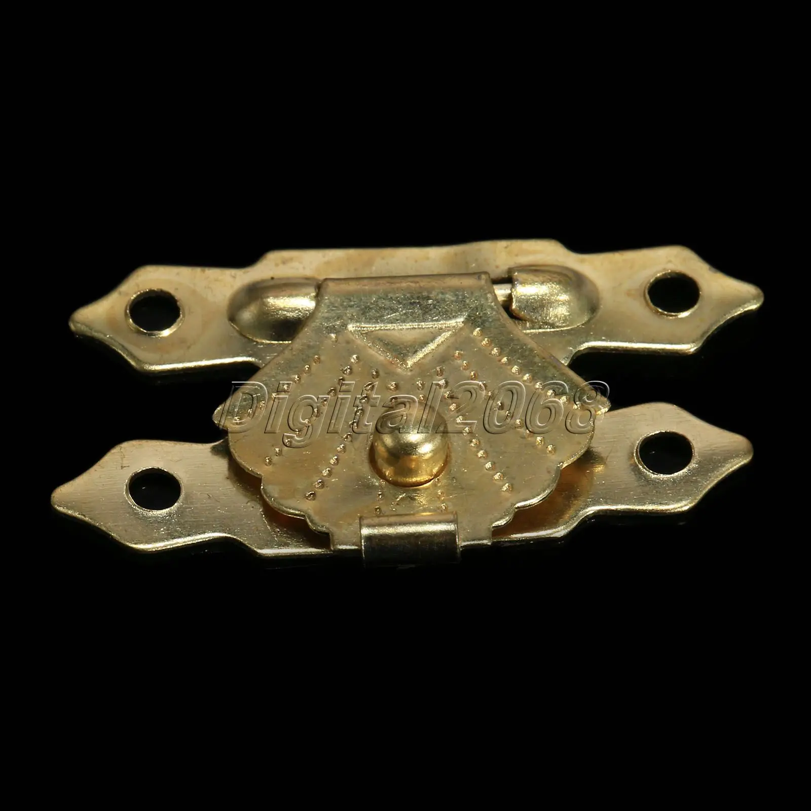 12Pcs Antique Brass Hasps Latch Lock Hooks Vintage 30mmx18mm Buckles Gold Decorative Mini Jewelry Gift Wine Wood Box Case Screws