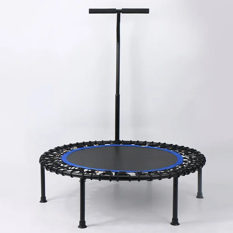 Trampoline with Adjustable Handrail Bar Folding Silent Cardio Rebounder Jumping Fitness Body Exerciser Portable Unisex