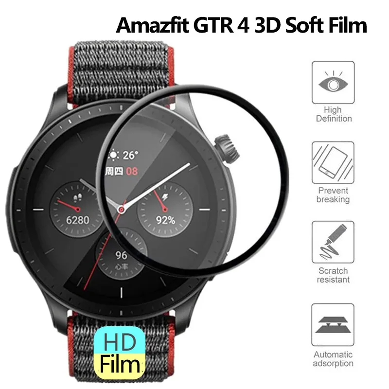 3D Curved Screen Protector For Amazfit GTR 4 Smartwatch Scratch Protective Film For Amazfit GTR 4 TPU Soft Protector Films