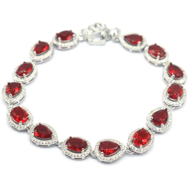 

25x10mm New Statement 14.5g Red Blood Ruby Tanzanite Pink Kunzite Blue Aquamarine Women Wedding Silver Bracelet Length 7-7.5in