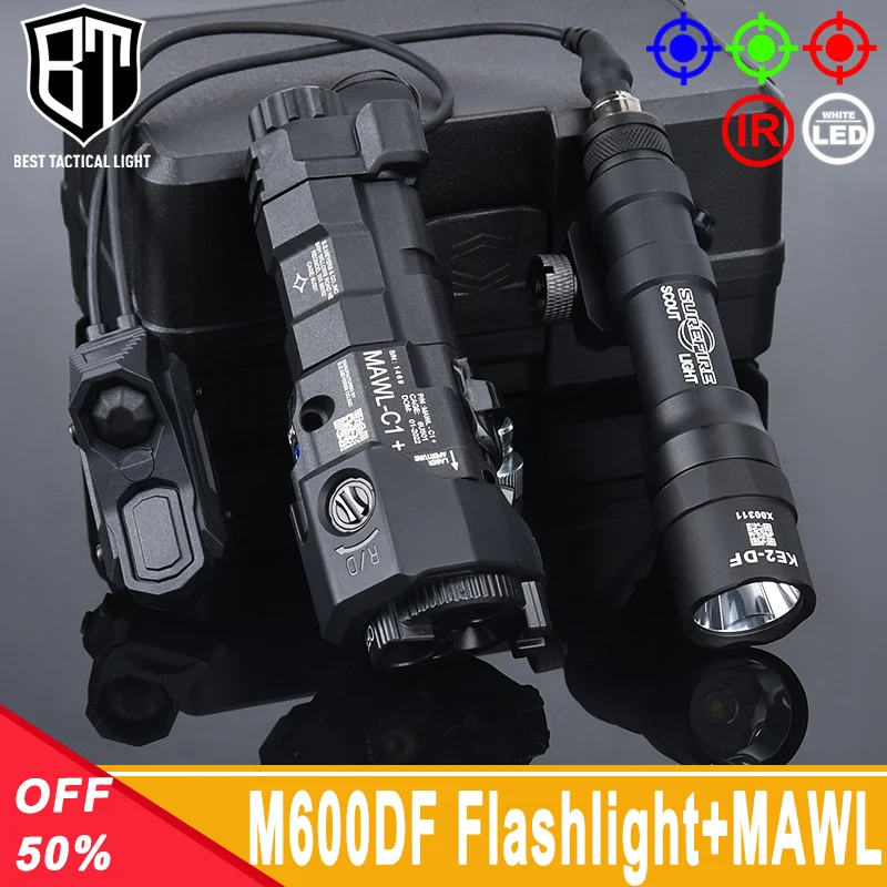 Tactical Surefir M600 M600DF Flashlight 1400lumens White Light Airsoft MAWL Red Green Blue Dot Aimming IR Fill Light Weapon Lamp