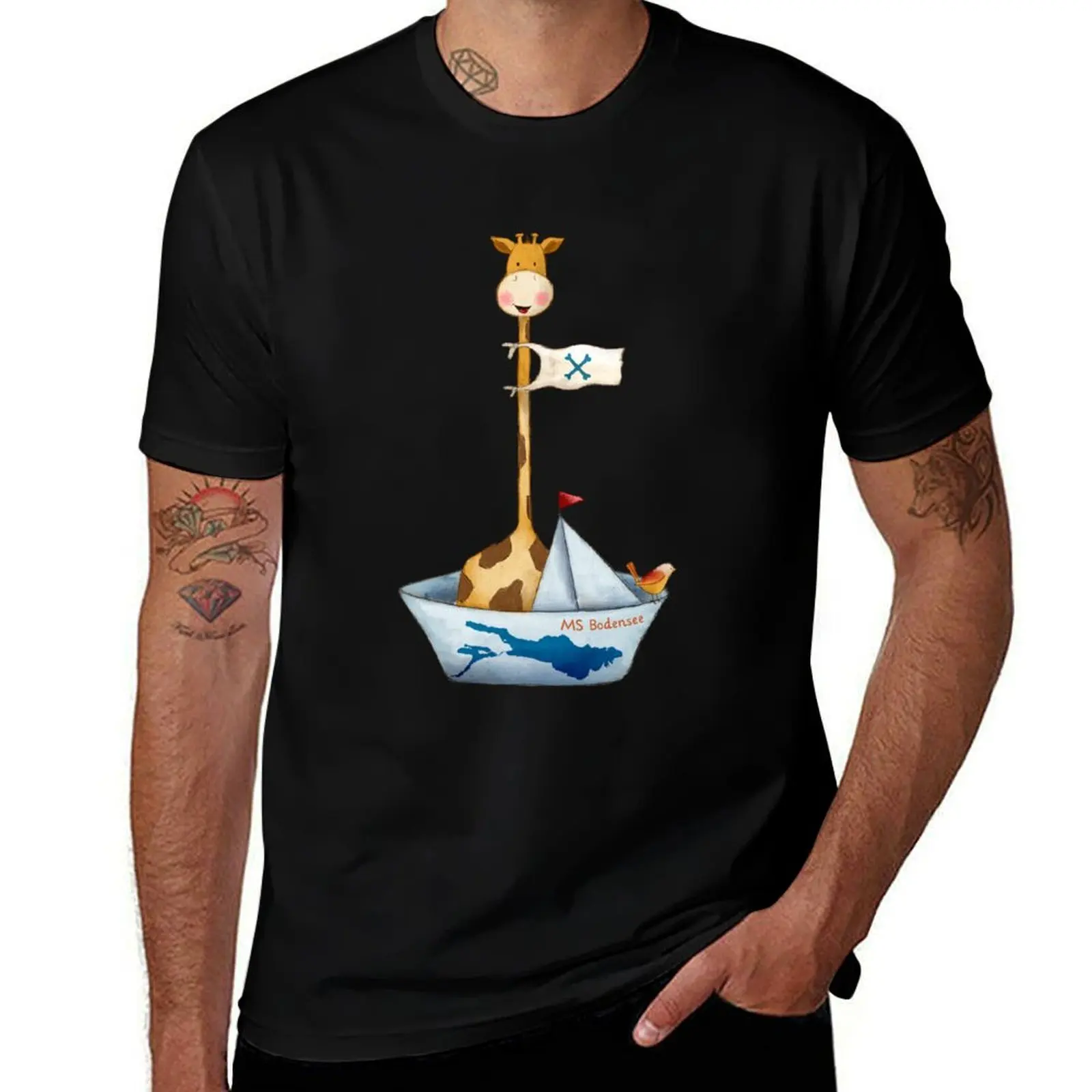 

MS Bodensee: Giraffe and bear on the high seas T-Shirt anime t shirts for man T-Shirt