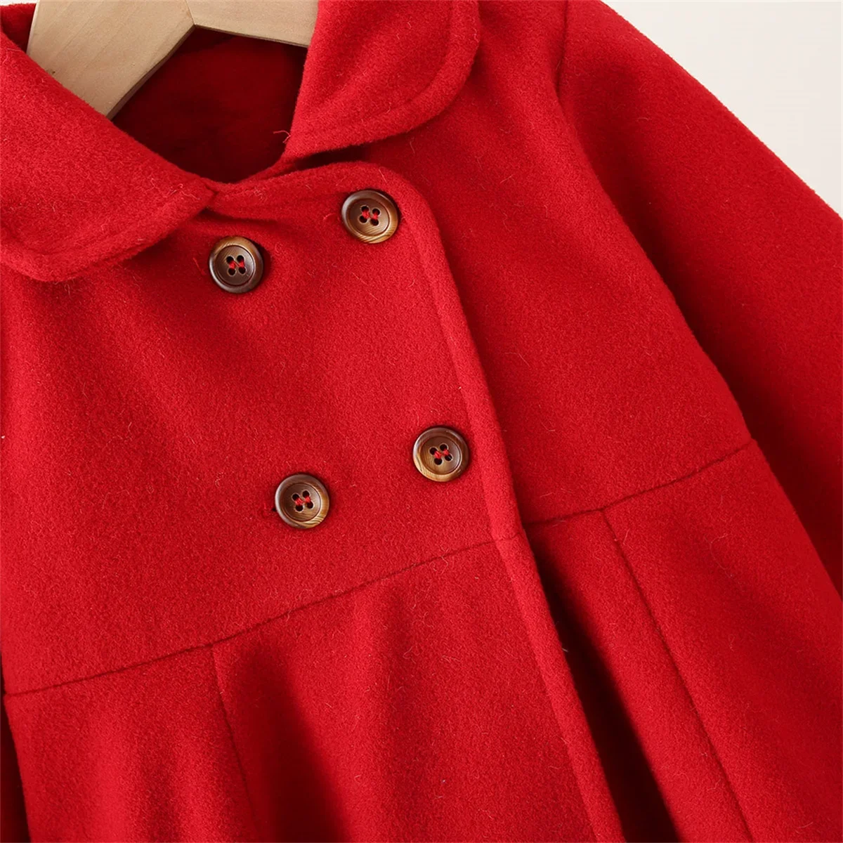 Spring And Autumn New Girls\' Baby Long Sleeve Coat Solid Polo Neck Infant Wool Coat Comfortable Girl Children\'S Clothing