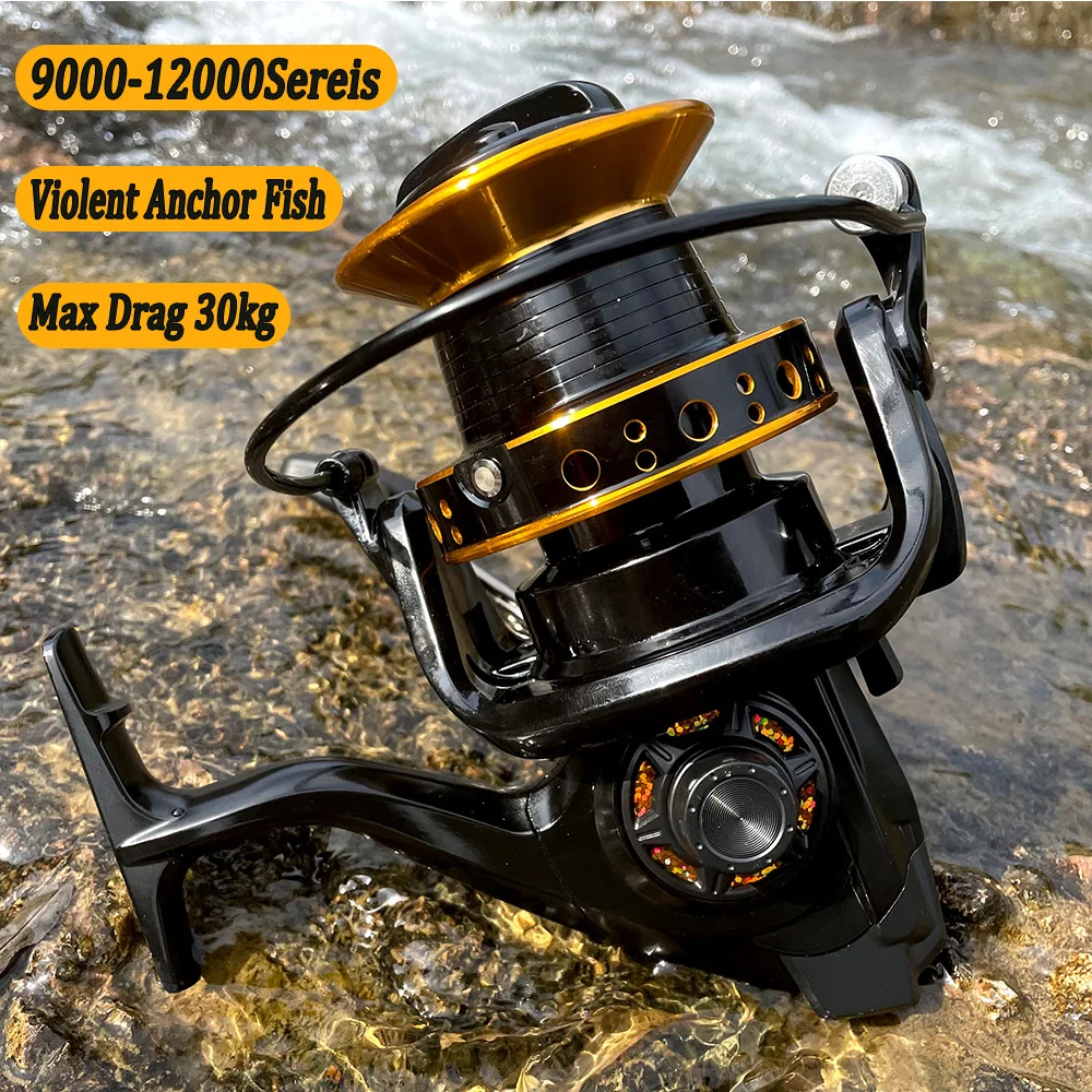 New Carp Fishing Reel Spinning Strong Drag 20-30kg Molinete Carretilha De Pesca  Long Shot Sea Reels Accessories9000 10000 12000