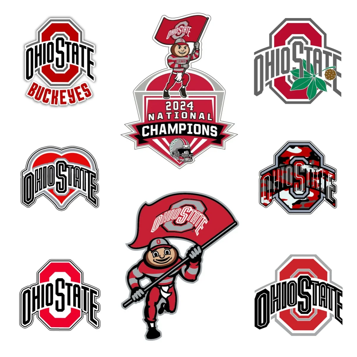 

OHIO STATE Seven Leaf Tree Logo Car Stickers Cover Scratches Window Vinyl Decal for Motorcycle Laptop Phone Helmet Decoration