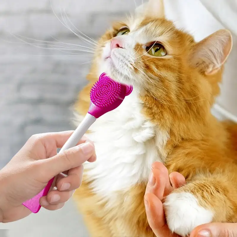 Cat Chin Cleaner Manual Silicone Cat Cleaner Brush Silicone Brush Heads Cleaning Tool For Gums Jaw Tongue Chin And Face Cleaning