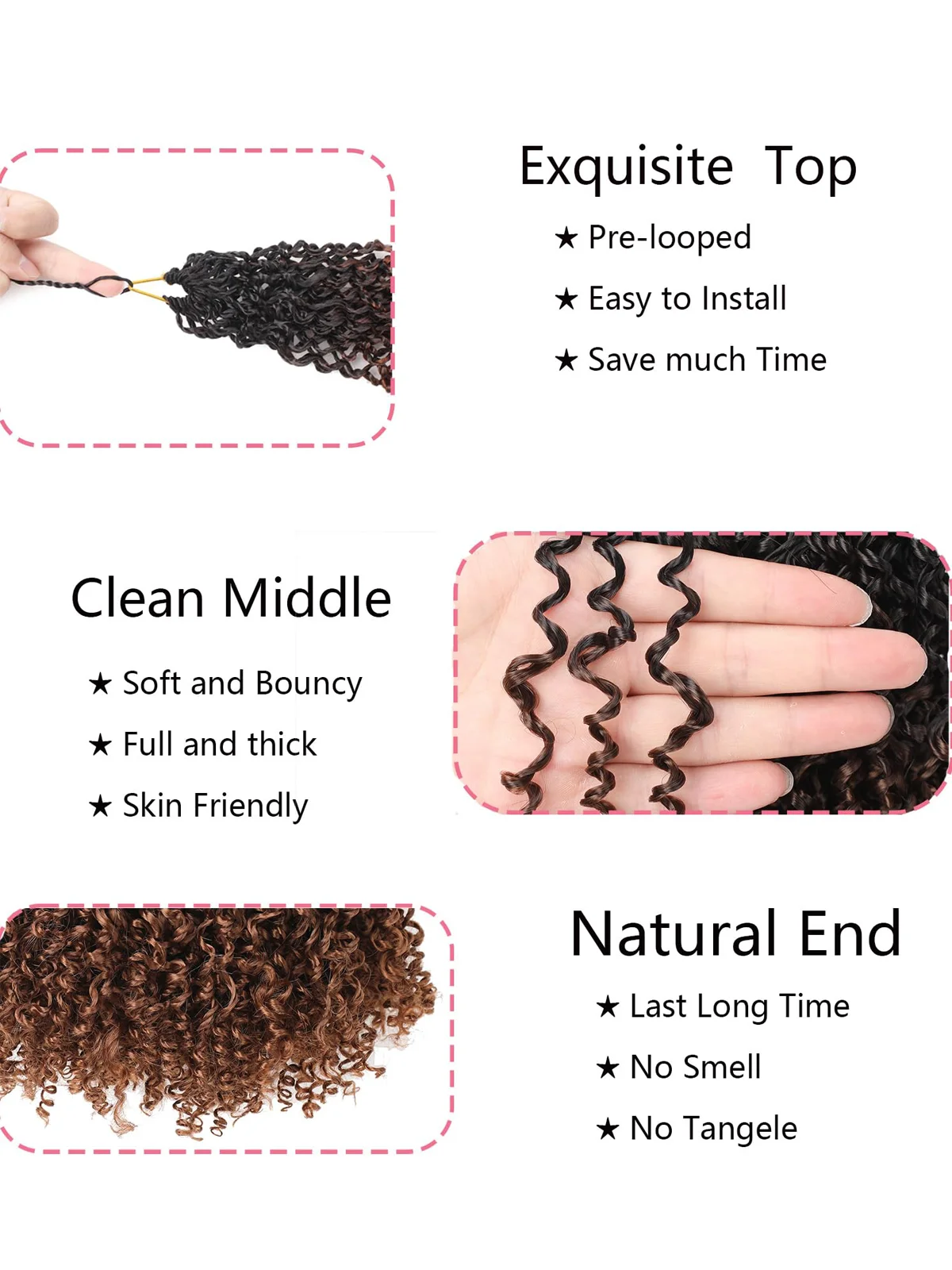 Yanky Twist gehaakte haarextensies |   8" 10" 12" 14" lengtes |   7 stuks/pak |   Synthetisch vlechthaar