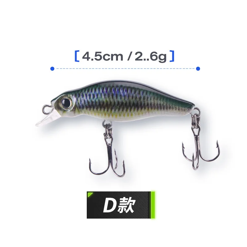 Angelköder, 4,5 cm, 2,6 g, schwimmend, Z-Schwimmtyp, Minnow, 3D-Druck, Kunstköder, Mikro, kleiner Fisch, 1 Stück, Ausverkauf – Detail 7