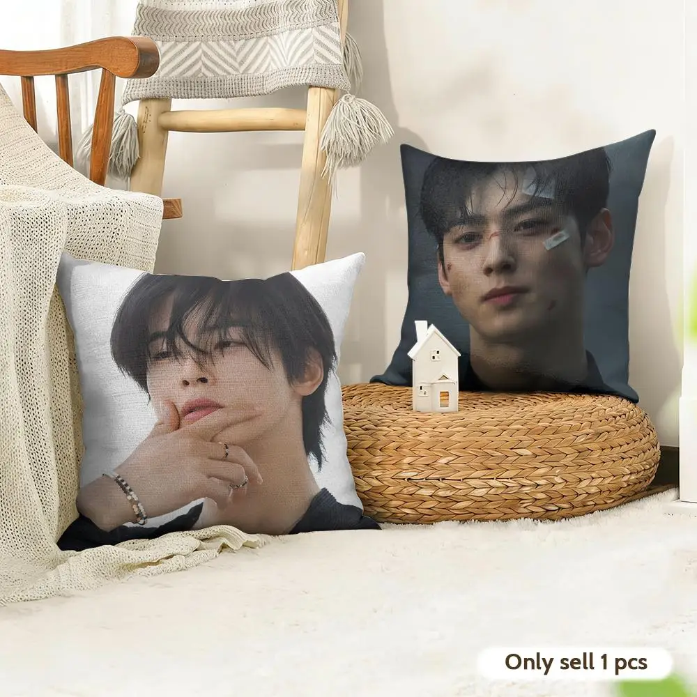 Korea Singer C-Cha Eun Woo Cushion Cover Organic Linen Square Pillow Case Durable Non-Allergenic And Kind To Skin