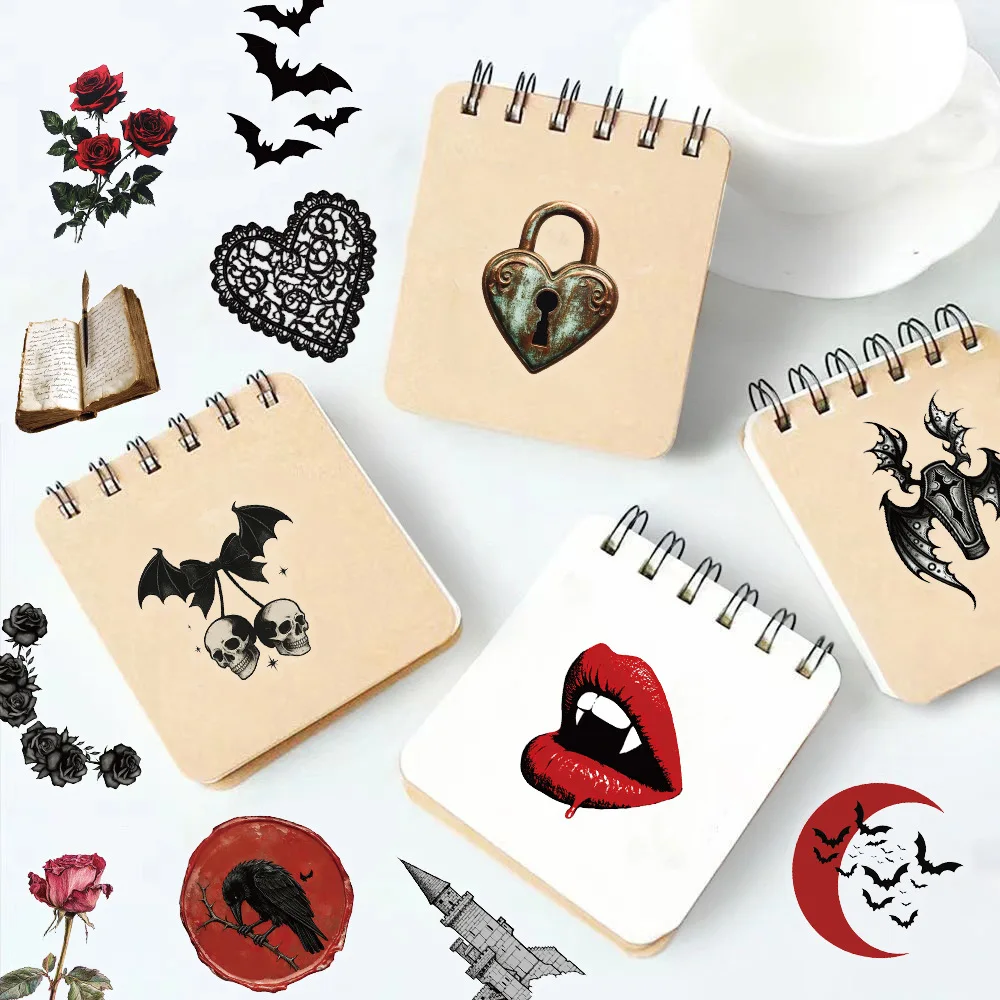 50Pcs Gothic Horror Theme Stickers Pack Decorate Phone Skate Helmet Bicycle Cup Suitcase Guitar Fridge Waterproof Decals